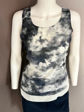 Kenar Navy & White Tie-Dye FlowyTank